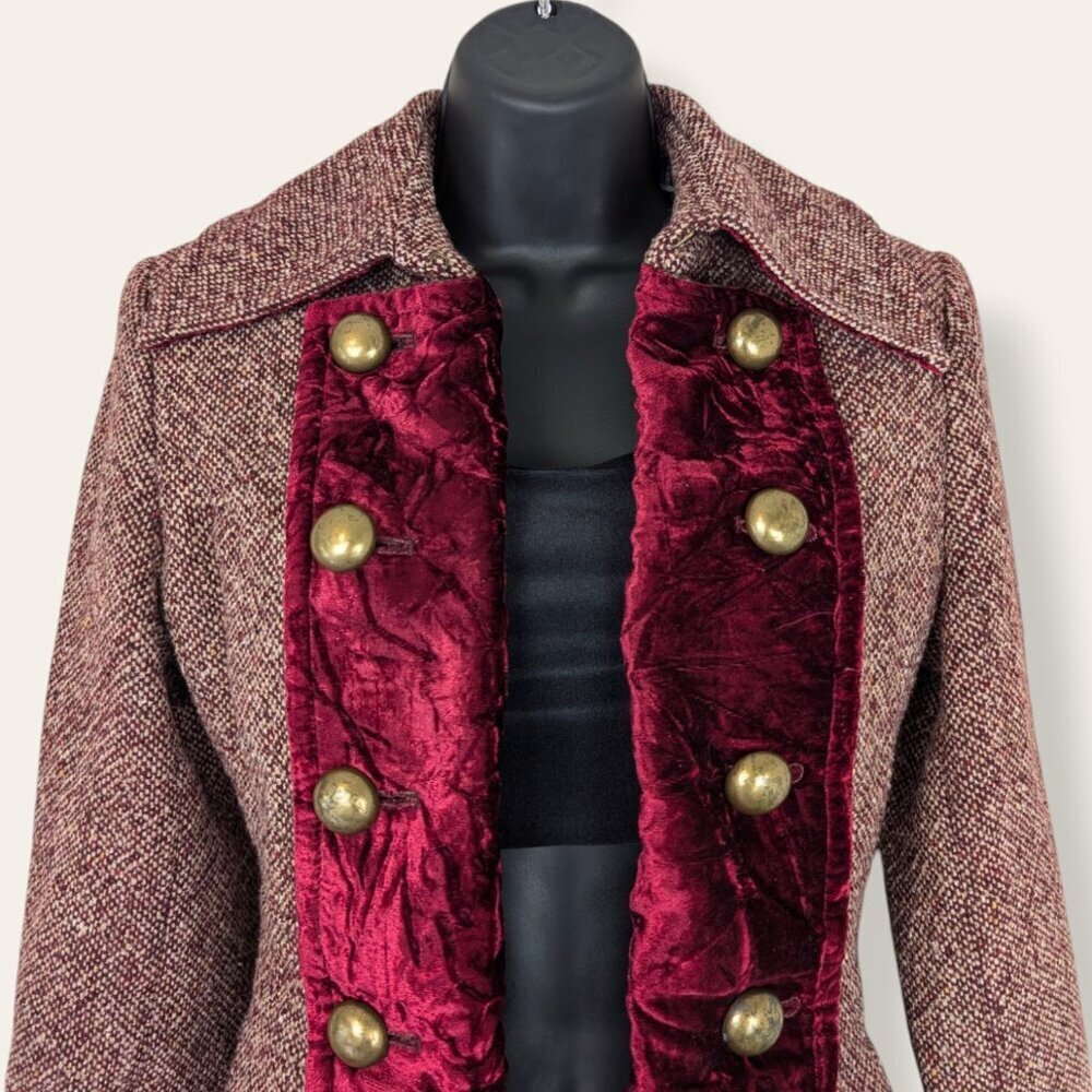 Guess Red Tweed Military-Style Jacket - Picture 4 of 13